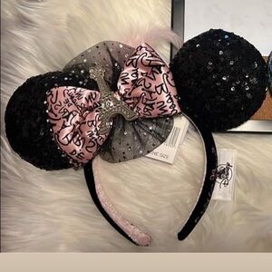 Disney Paris Eiffel Tower Black and Pink Sequin Mouse Ears Headband